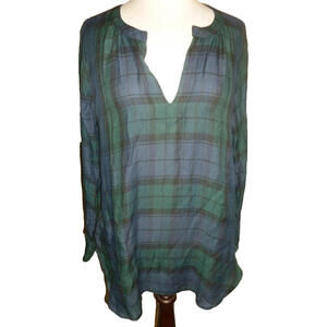 Ann Taylor Loft Medium The Softened Shirt Button Long Sleeve Plaid Rayon Blend M